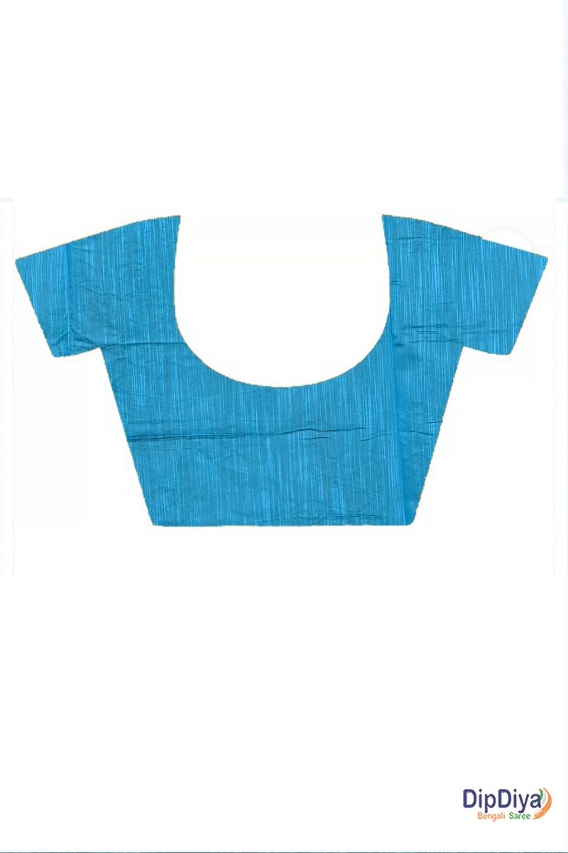 Sky Blue Cotton Blended Parik Applique Saree (331)